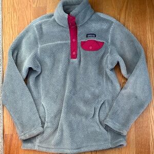 Patagonia Kids Fleece Jacket in Gray and Pink